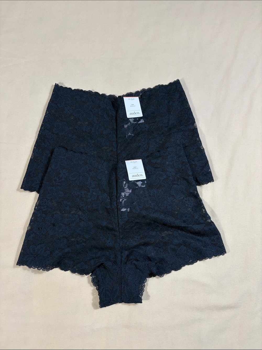 Auden Women’s Size XS Black Allover Lace Boyshort Underwear Set of 2 NWT - Picture 1 of 9